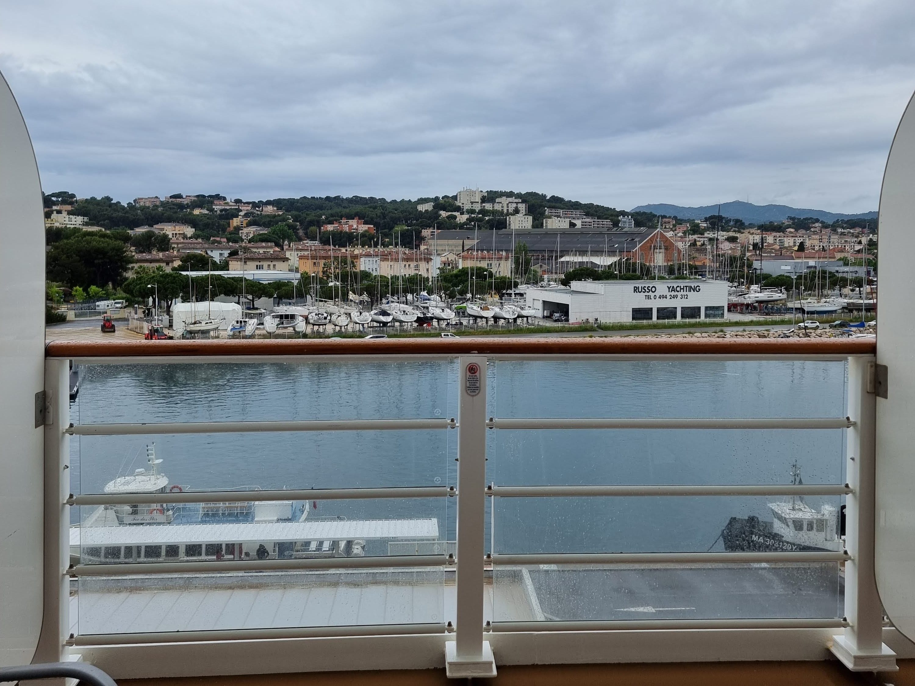 View from the verandah while docked in La-Seyne-Sur-Mer.