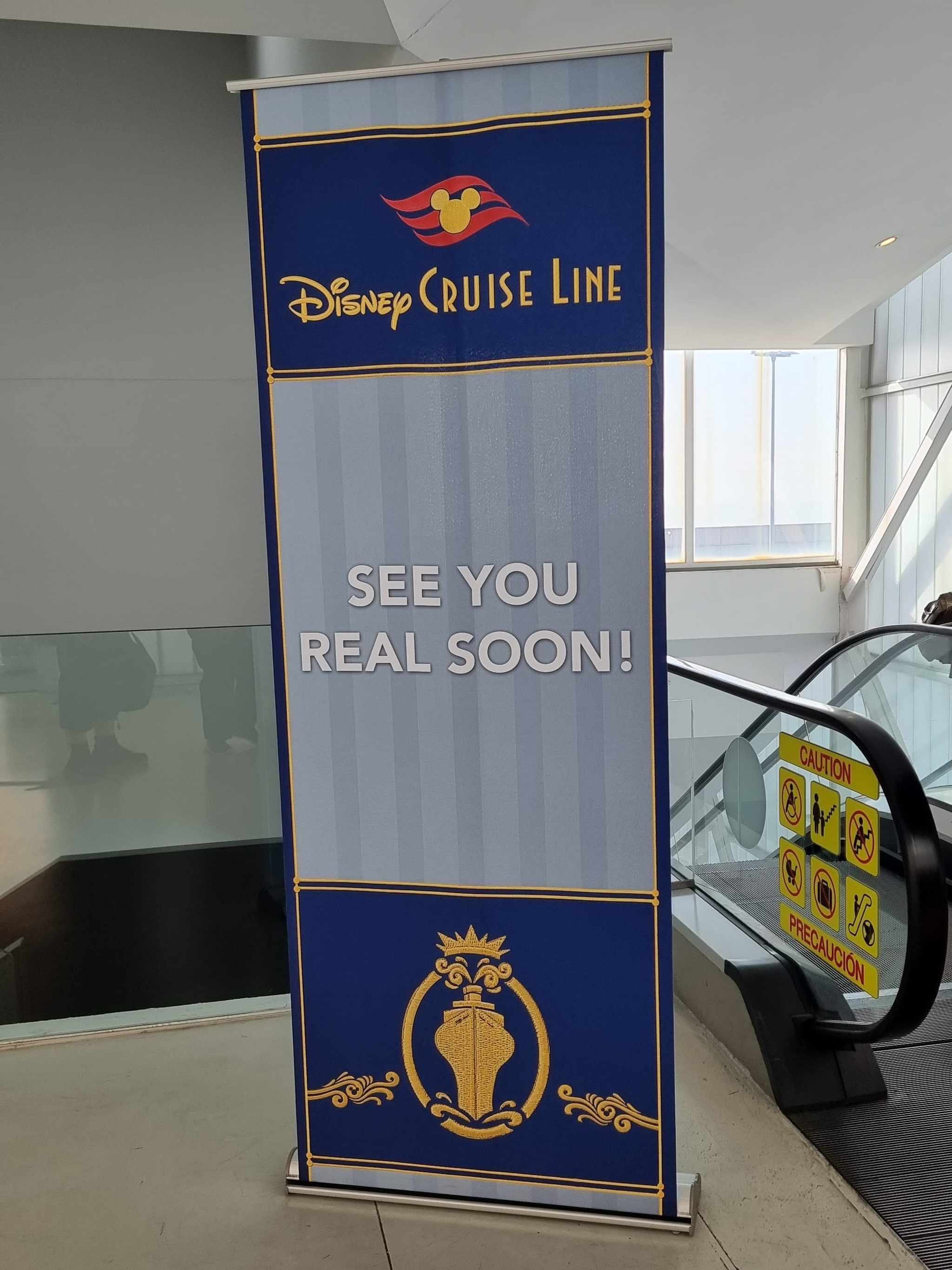 See You Real Soon! sign at Barcelona cruise terminal.