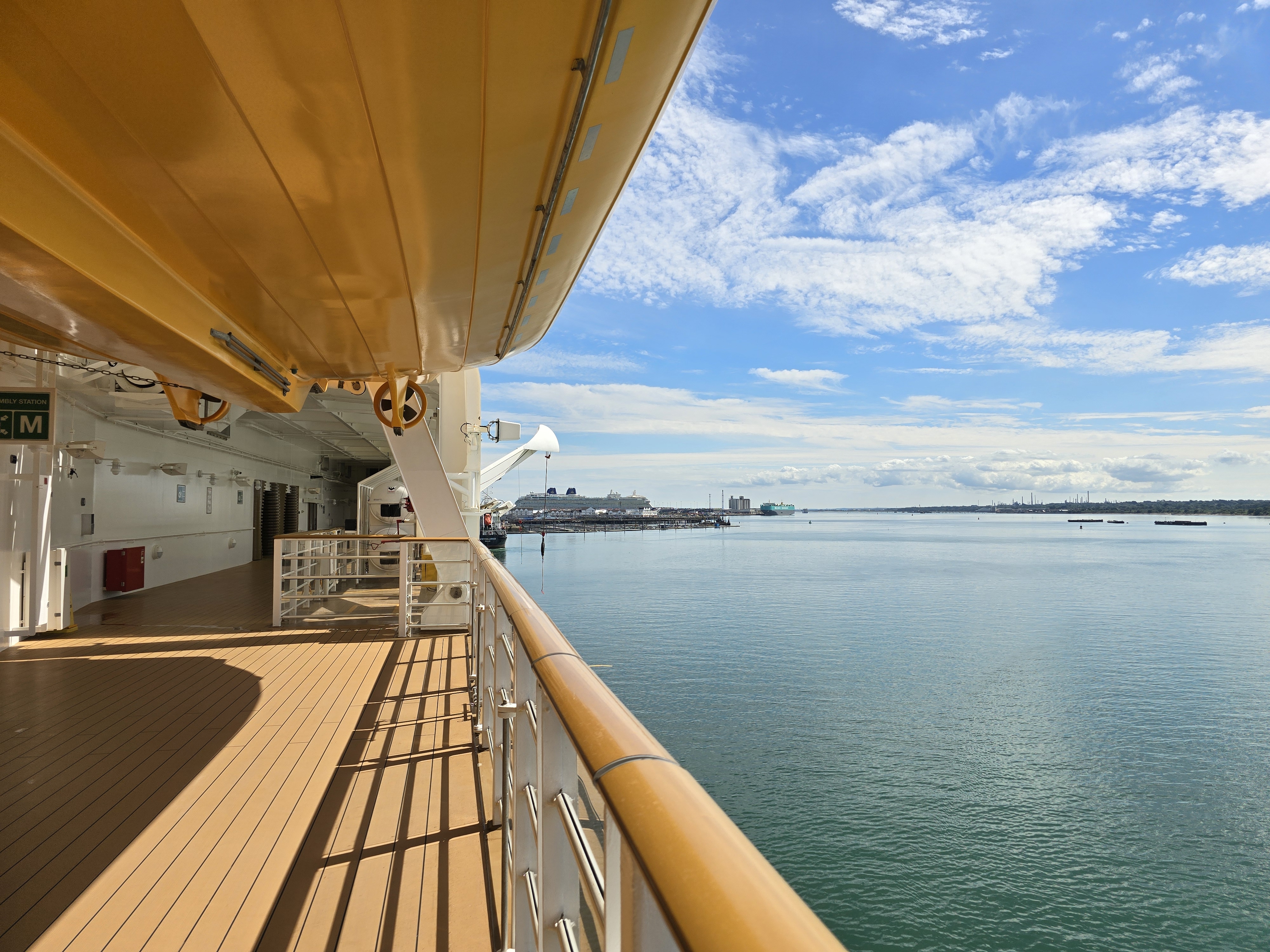 Views from Deck 4 on the Disney Dream while docked at Southampton.