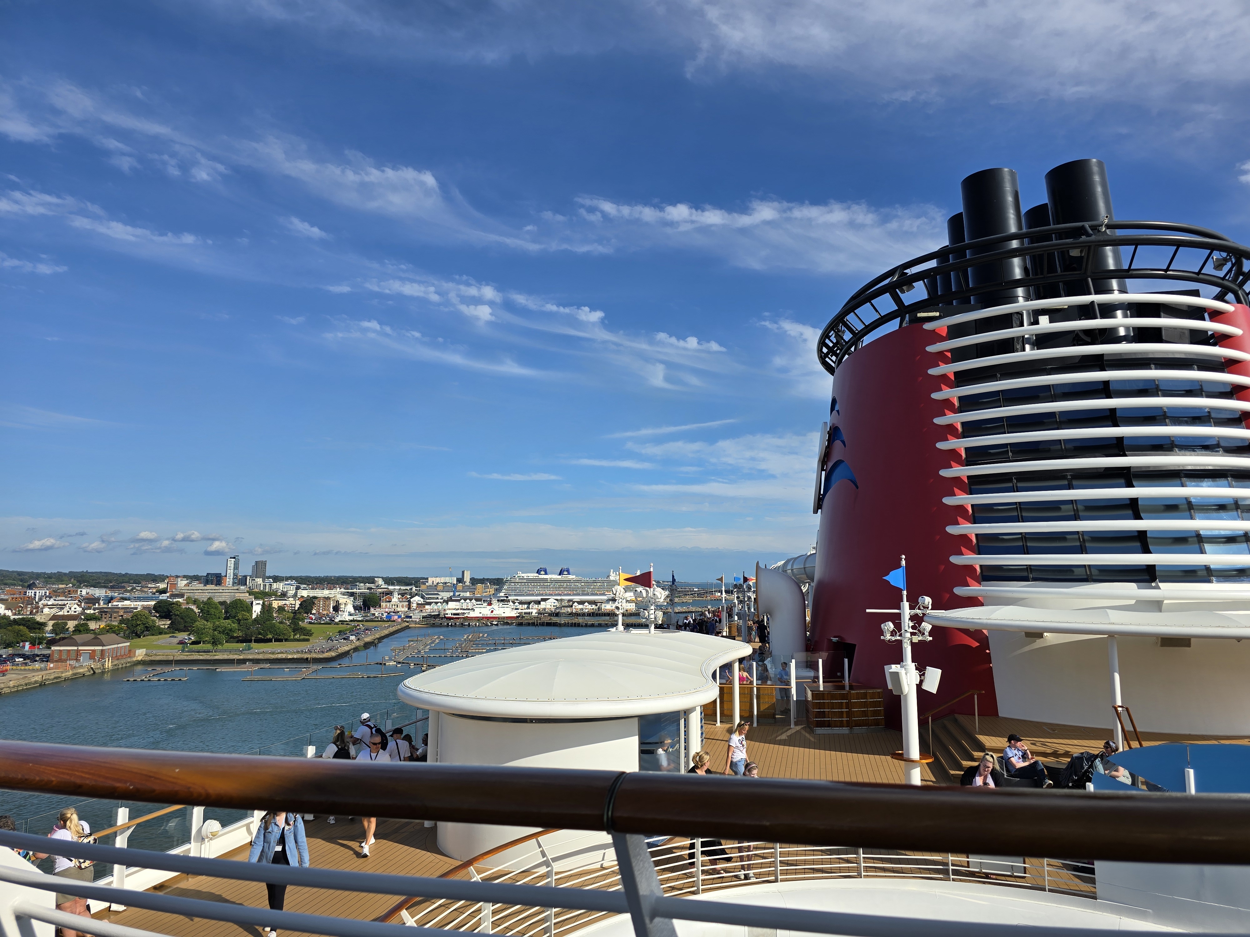View from Currents on deck 13 as we set sail from Southampton